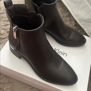 Calvin Klein Dark Brown Ankle Booties